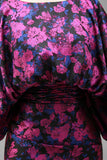 Jacquard Floral Fuchsia Mermaid Ruched Long Mother Of Bride Dress