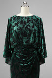 Peacock Blue Mermaid Floral Round Neck Backless Long Mother of the Bride Dress