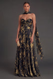 Sky Blue A Line Ruched Sweetheart Maxi Formal Dress with Slit