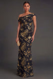 Dark Green One Shoulder Mermaid Ruched Long Formal Dress