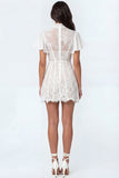 White Bodycon Corset Embroidered Short Engagement Dress