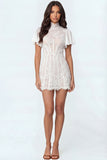 White Bodycon Corset Embroidered Short Engagement Dress