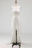 White Corset Bodycon Embroidered Midi Engagement Dress with Cape