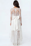 White Corset Floral High Low Embroidered Bridal Shower Dress