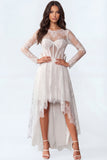 White Corset Floral High Low Embroidered Bridal Shower Dress