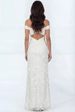 White Mermaid Off the Shoulder Sparkly Beaded Appliqued Wedding Reception Dress