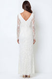 White Floral Mermaid Appliqued Long Bridal Shower Dress