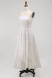 White Floral Strapless Appliqued High Low Bridal Shower Dress
