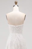 White Floral Strapless Appliqued High Low Bridal Shower Dress
