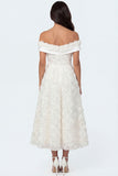 White A Line Off the Shoulder Backless Long Bridal Shower Dress with 3D Flower