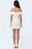 Floral White Cold Shoulder Bodycon Short Bridal Shower Dress