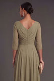 V Neck Dusty Sage Sheath Half Sleeves Midi Wedding Guest Dress