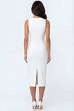Floral White Mermaid Round Neck Long Bridal Shower Dress