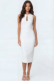 Floral White Mermaid Round Neck Long Bridal Shower Dress