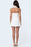Halter Neck White Satin Bodycon Short Bridal Shower Dress