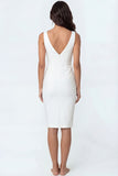 White Mermaid Deep V Neck Satin Long Engagement Dress