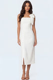 Sheath Thick Straps Candy Pink Backless Sleeveless Long Formal Dress with Bow