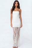 White Mermaid Strapless Embroidered Long Engagement Dress