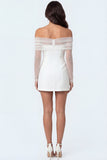 Bodycon White Off the Shoulder Backless Short Bridal Shower Dress