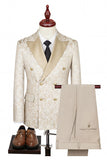 Black Peaked Lapel 3-Piece Double Breasted Men's Suits