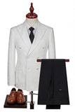 Black Peaked Lapel 3-Piece Double Breasted Men's Suits
