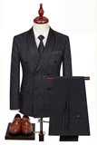 Double Breasted Black Shawl Lapel 3-Piece Men's Suits