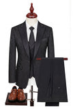 3-Piece Black Peaked Lapel One Button Men's Suits