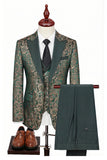 3-Piece Black Peaked Lapel One Button Men's Suits