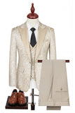 3-Piece Black Peaked Lapel One Button Men's Suits