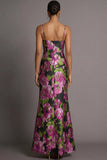 Black Floral Mermaid Spaghetti Straps Maxi Wedding Guest Dress