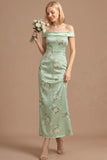Dusty Sage Floral Satin Mermaid Maxi Bridesmaid Dress
