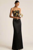 Golden Jacquard Mermaid Floral Long Formal Dress