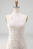 White Lace Floral Mermaid Long Wedding Reception Dress