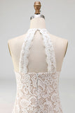 White Lace Floral Mermaid Long Wedding Reception Dress