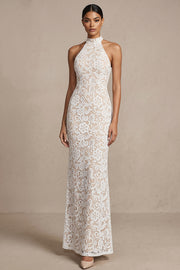 White Lace Floral Mermaid Long Wedding Reception Dress