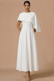 Blue Chiffon A Line Maxi Wedding Guest Dress with Cape