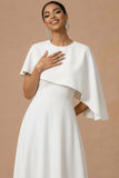 Blue Chiffon A Line Maxi Wedding Guest Dress with Cape