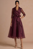 A Line White Long Sleeves V Neck Wedding Reception Dress with Bow
