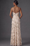 Lilac Mermaid Spaghetti Straps Floral Long Wedding Guest Dress with Slit