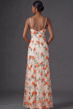 Lilac Mermaid Spaghetti Straps Floral Long Wedding Guest Dress with Slit