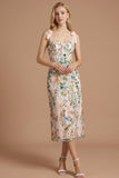 Pink Floral Sheath Thick Straps Embroidered Maxi Wedding Guest Dress