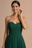 Emerald Green A Line Sweetheart Backless High Low Formal Dress