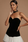 Black A Line Ruffled Tiered Sweetheart Long Formal Dress