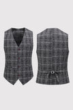 Black Plaid Notched Lapel 3-Piece Men's Formal Suits