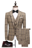 Black Plaid Notched Lapel 3-Piece Men's Formal Suits