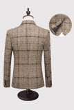 Black Plaid Notched Lapel 3-Piece Men's Formal Suits