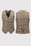 Black Plaid Notched Lapel 3-Piece Men's Formal Suits