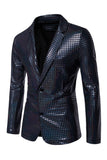 Single Breasted Black Metallic Grid Notched Lapel 2-Piece Men's Prom Suits