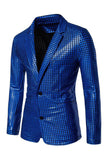Single Breasted Black Metallic Grid Notched Lapel 2-Piece Men's Prom Suits
