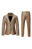 Single Breasted Black Metallic Grid Notched Lapel 2-Piece Men's Prom Suits